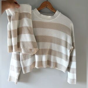 Striped Beige and White Women's Knit Set